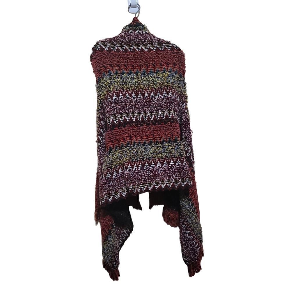 Fringe Shawl Multicolored Open Front Sleeveless S… - image 2
